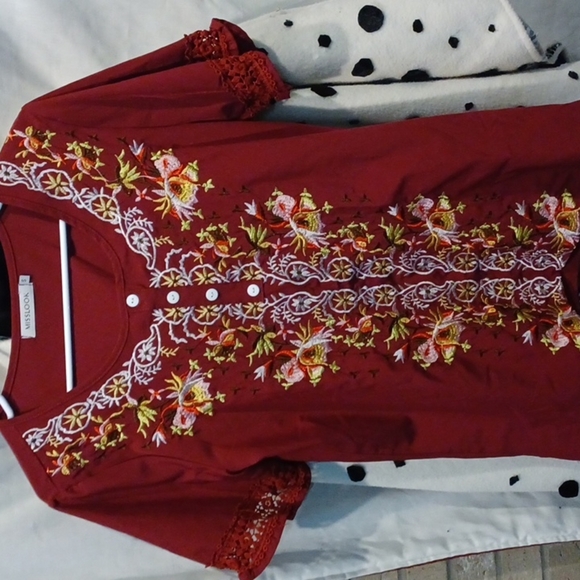 Burgundy Embroidered top - Picture 1 of 5